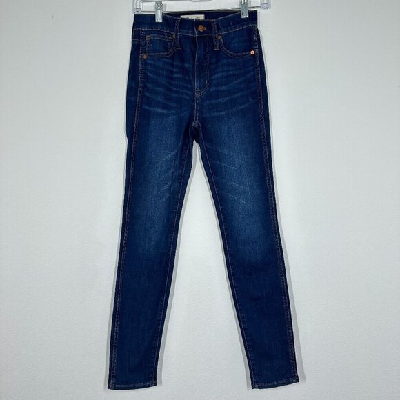 Madewell Size 24 Dark Wash High Rise Skinny Denim Jeans Classic Casual Minimal - Picture 1 of 10